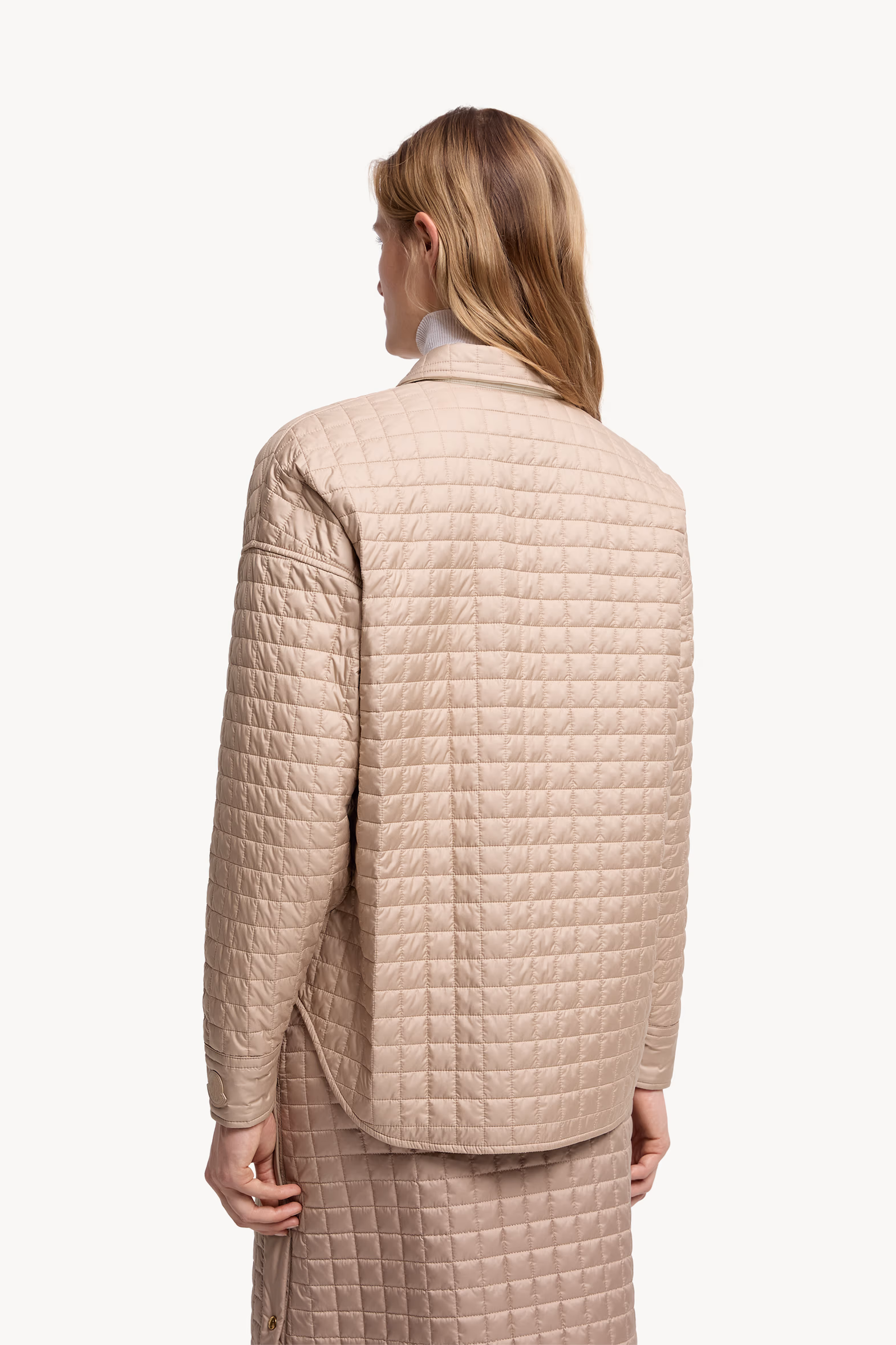 Square-Quilted Padded Shirt Women Beige Moncler 5